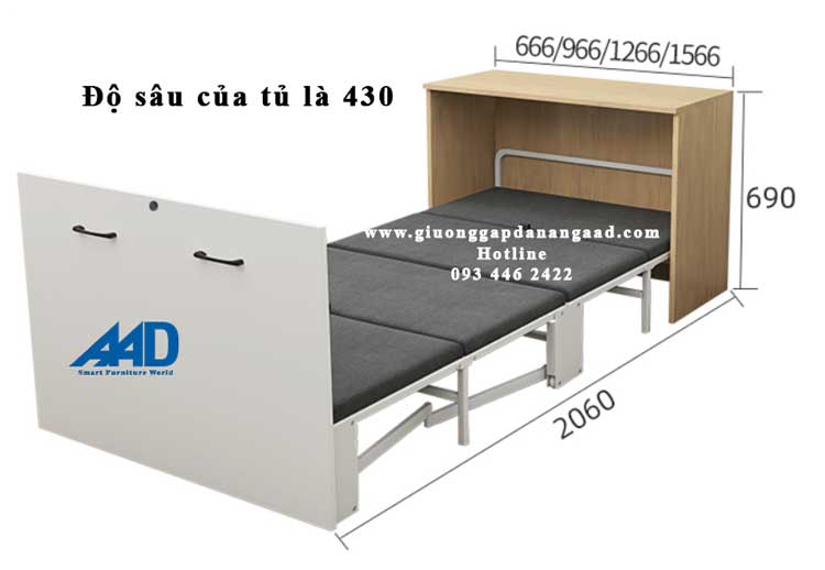 kích thước tủ gỗ công nghiệp MDF lắp giường gấp