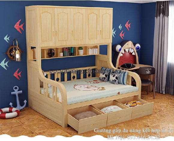 giường gỗ đa chức năng kết hợp tủ
