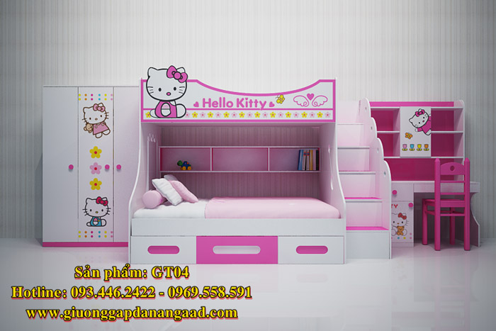 Giường tầng trẻ em Hello Kitty GT04 tuyệt đẹp