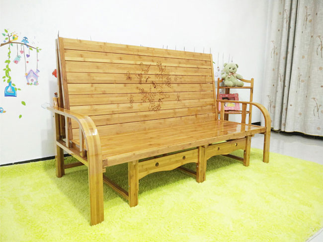 Giường gấp thành ghế sofa bằng tre sơn PU giả gỗ đa năng GA1026