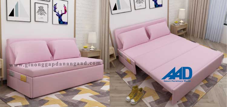 ghế sofa giường thông minh màu hồng