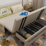 Sofa giường kéo thông minh có hộc lưu trữ rộng mẫu 2022